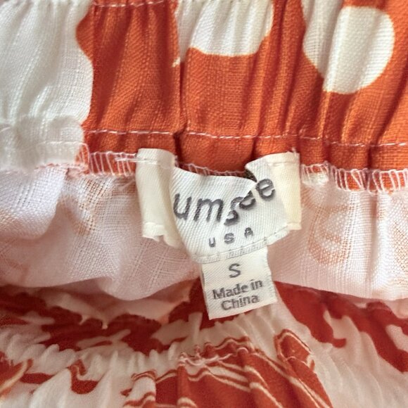 Umgee NWOT Wide Leg Pants Size Small Orange White Print Casual Boho Festival - Picture 6 of 8
